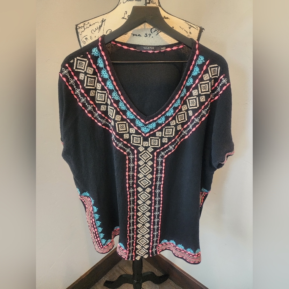 Embroidered Black Top